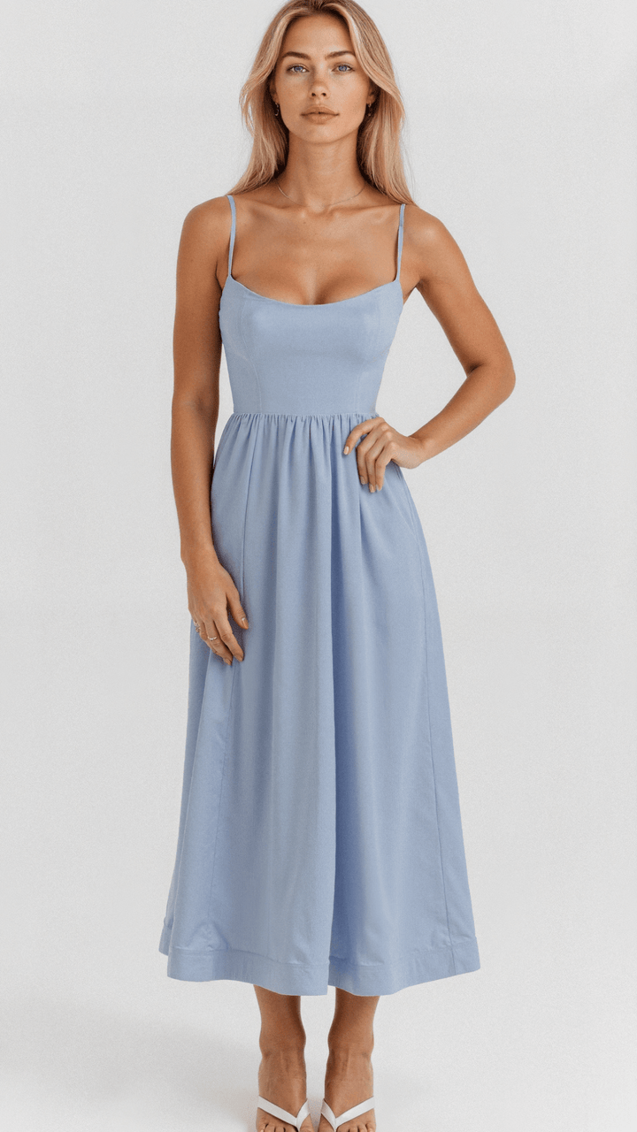Mary | Women’s A Line Midi Dress Ascot Style