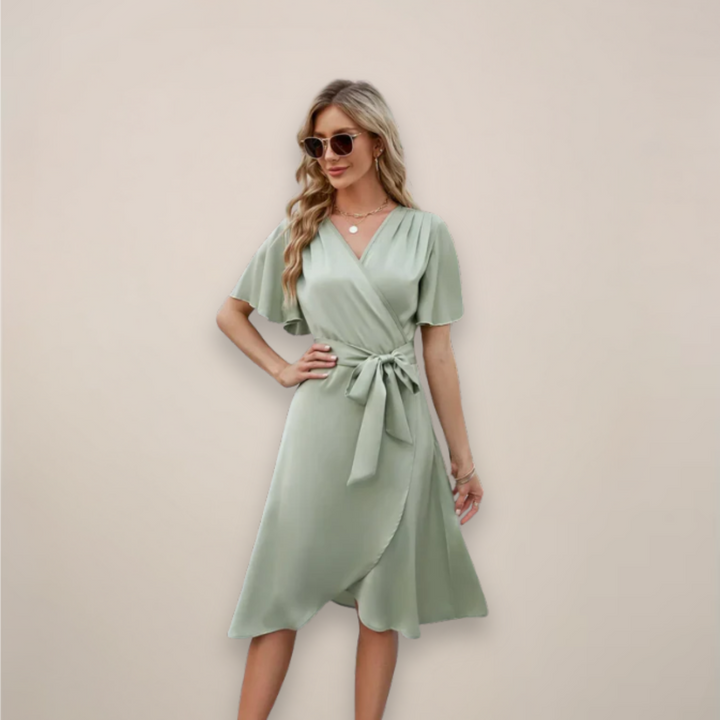 Lydia | Women’s Midi Wrap Dress With Front Tie