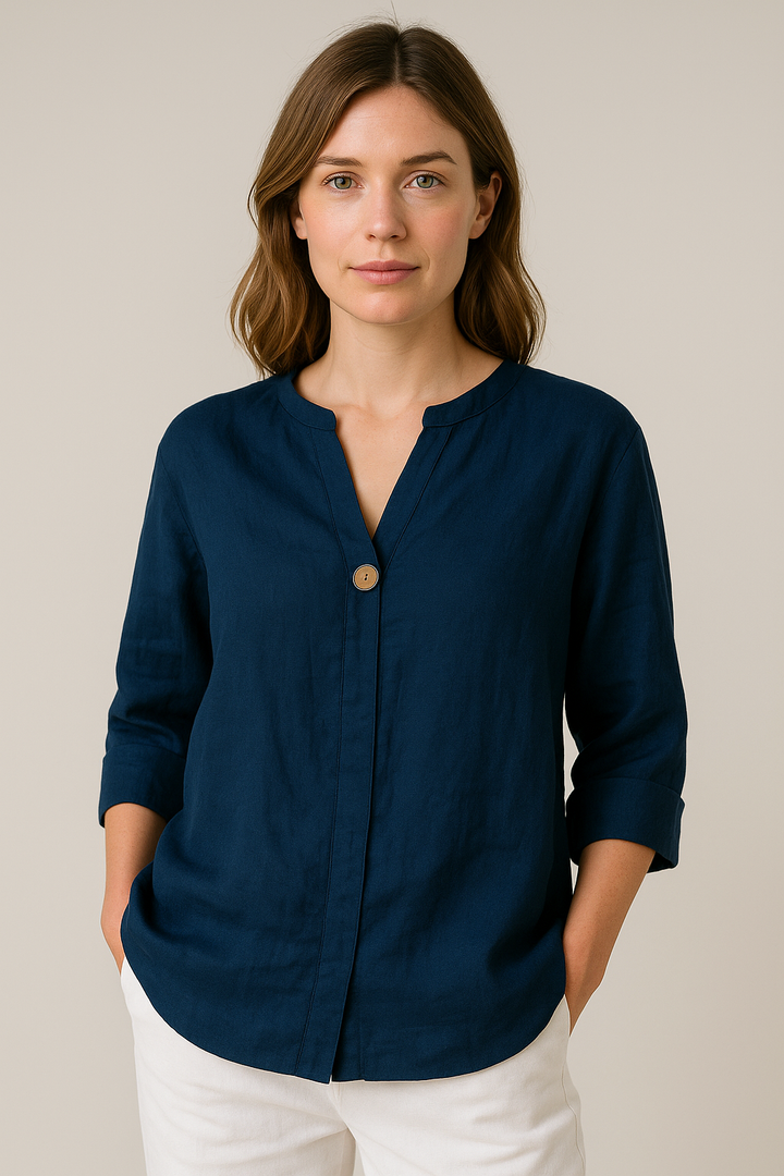 Maisie | Women’s V-Neck Button Detail Relaxed Blouse