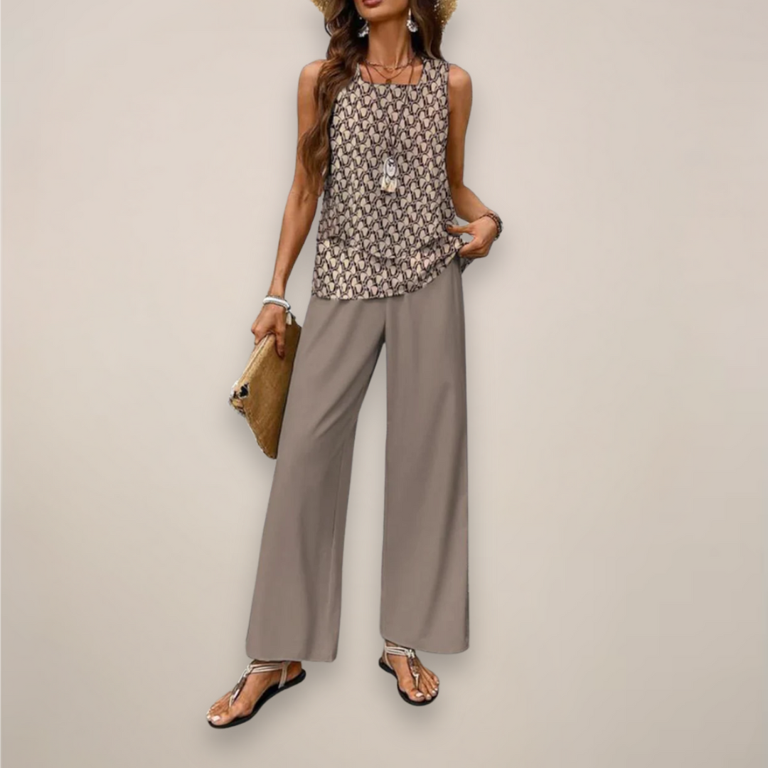 Ella | Women Spring Printed Wide-Leg Set