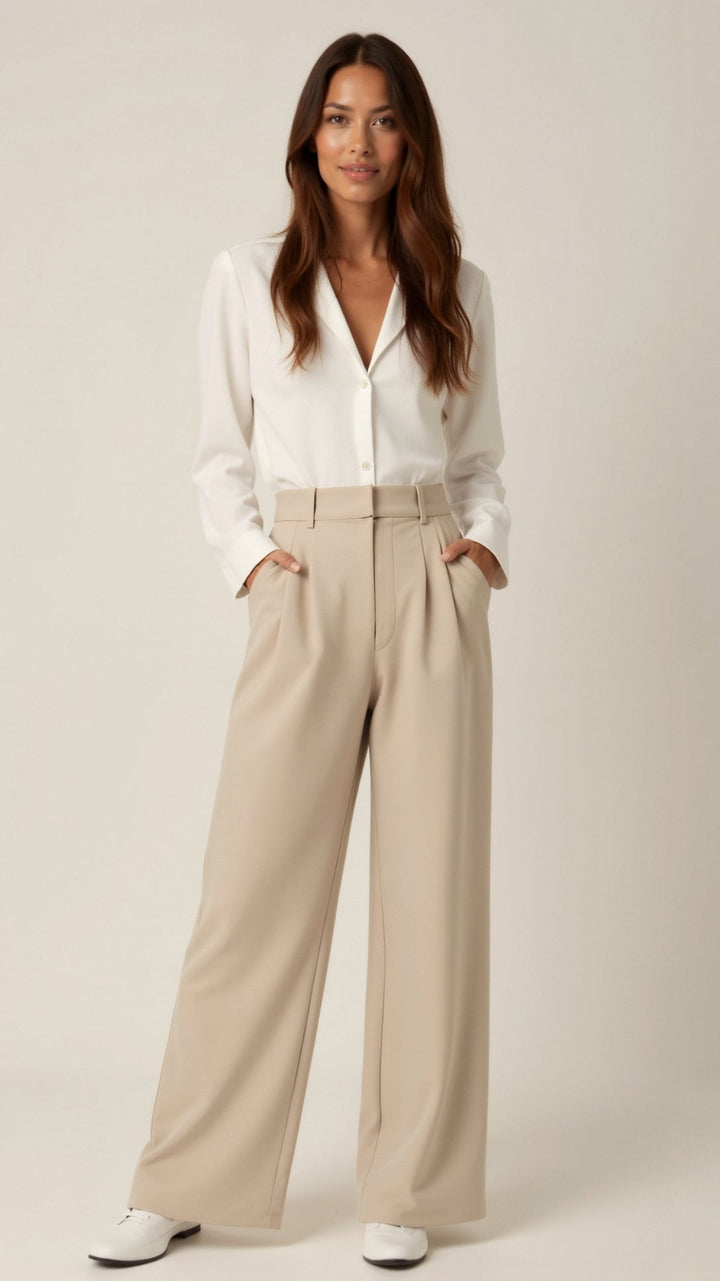 Elsie | Women’s High Waisted Wide Leg Trousers