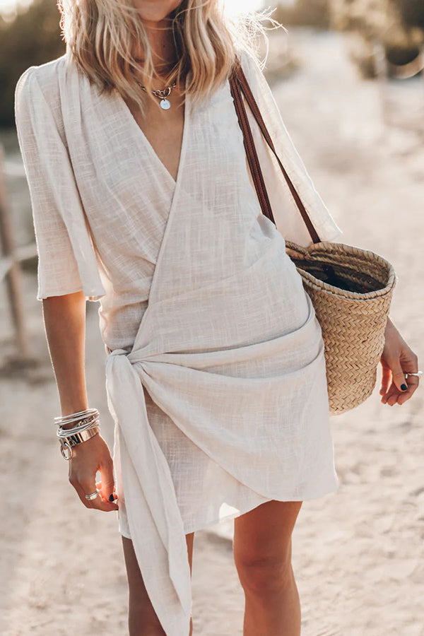 Nancy | Women’s Wrap Mini Dress Asymmetrical Hem
