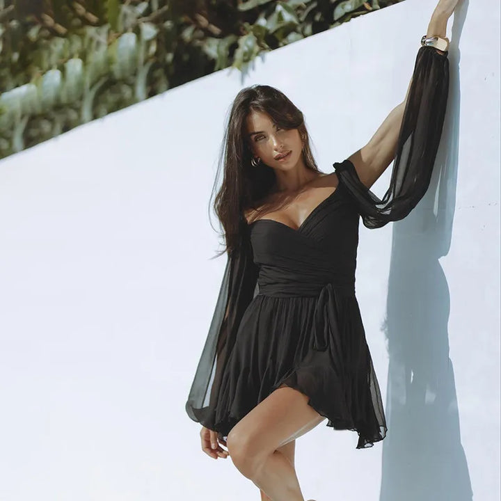 Rachel | Summer Women Long Sleeve Mini Dress