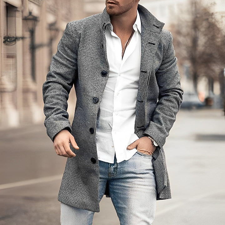 Alexander | Men's Houndstooth Checkered Long Coat