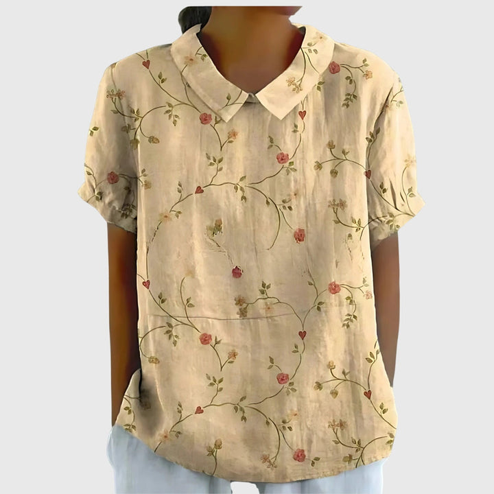 Eleanor | Womens Floral Collar Short Sleeve Blouse