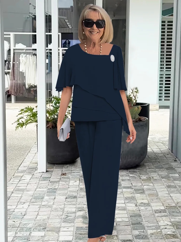 Audrey | Women’s Elegant Layered Evening Top And Pants Set