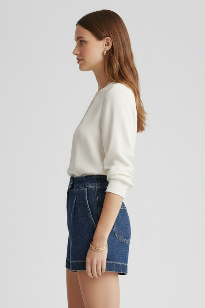 Heidi | Women’s High Waisted Shorts Rolled Hem