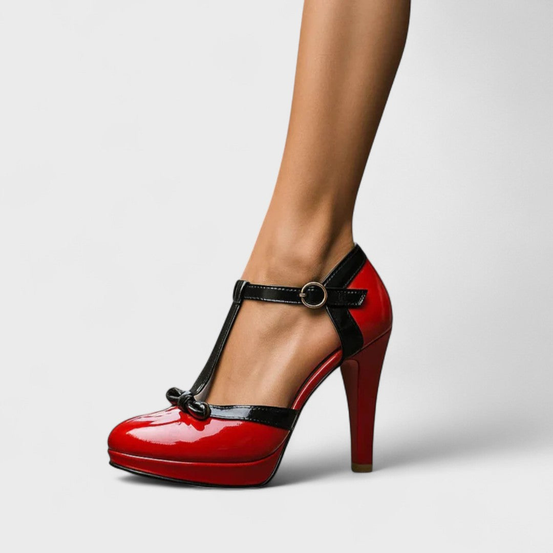 Amelia | Women Spring T-Strap Bow Platform Heels