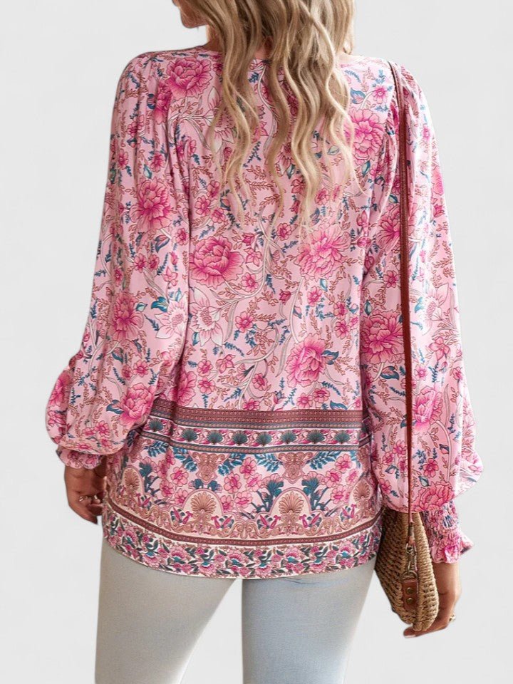 Lily | Boho Blouse V-Neck Puff Sleeve Floral Top