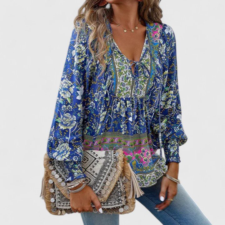 Lily | Boho Blouse V-Neck Puff Sleeve Floral Top