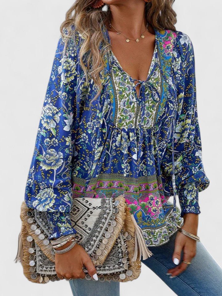 Lily | Boho Blouse V-Neck Puff Sleeve Floral Top