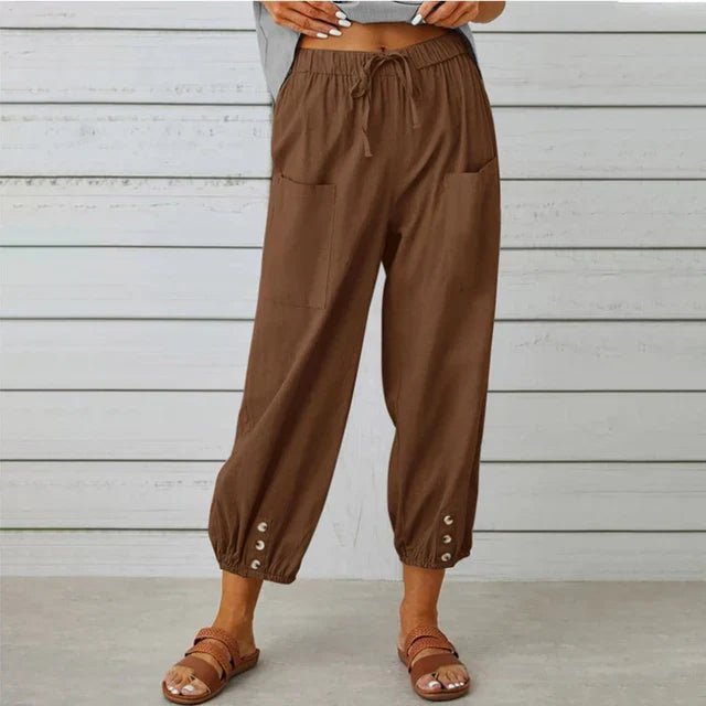 Florence | Boho High Waist Relaxed Trousers Cotton Linen Cropped