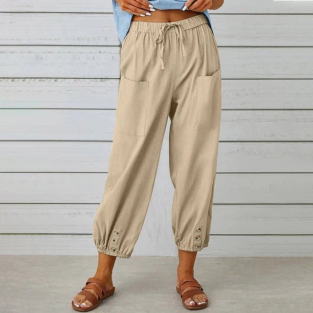 Florence | Boho High Waist Relaxed Trousers Cotton Linen Cropped