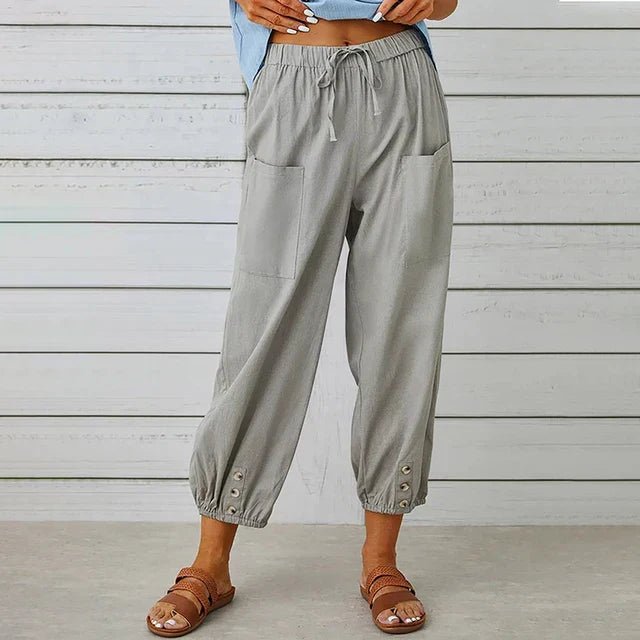 Florence | Boho High Waist Relaxed Trousers Cotton Linen Cropped