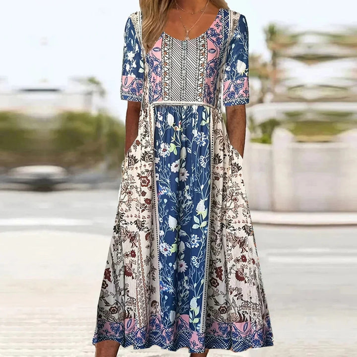 Willow | Boho Maxi Dress Square Neck Floral Print Short Sleeve