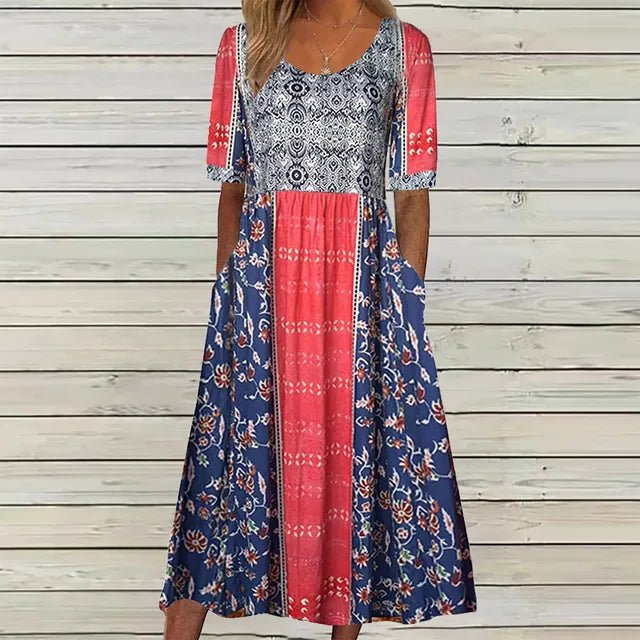 Willow | Boho Maxi Dress Square Neck Floral Print Short Sleeve