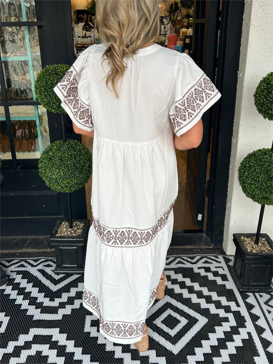 Olivia | Boho Maxi Dress V-Neck Embroidered Tummy Control Flowy