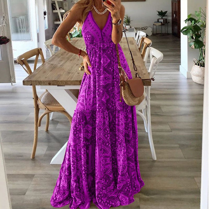 Lily | Boho Maxi Dress V-Neck Spaghetti Strap Flowy Summer
