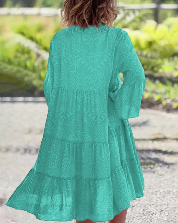 Grace | Boho Maxi Dress V-Neck Tiered Long Sleeve Flowy