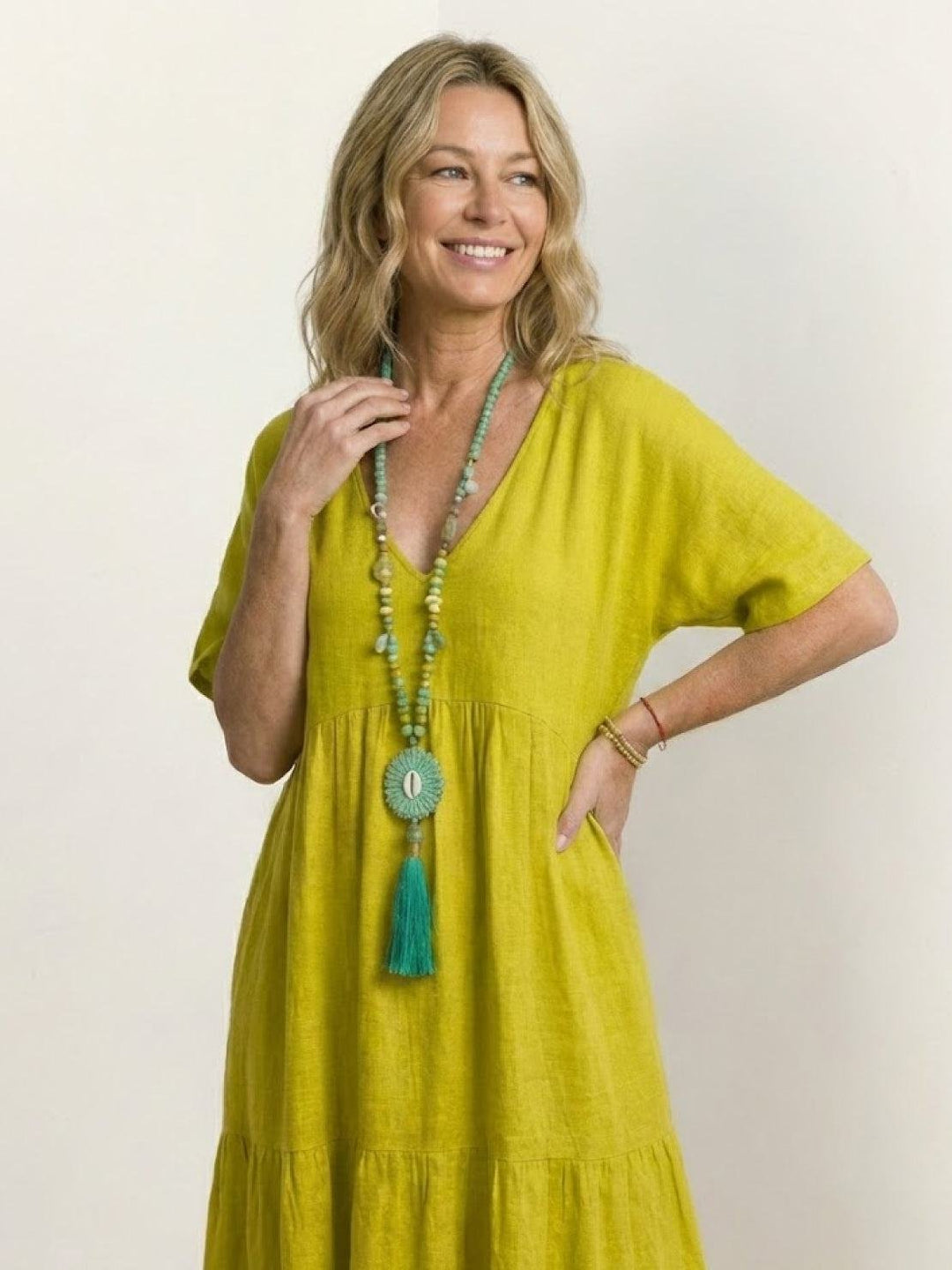 Phoebe | Boho Maxi Dress V-Neck Tiered Short Sleeve Swing