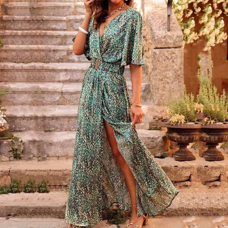 Ella | Boho Maxi Wrap Dress V-Neck Long Sleeve Summer