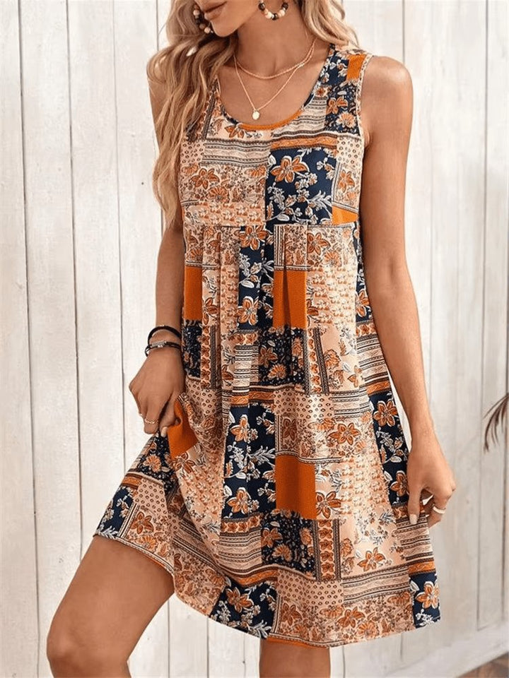 Mia | Boho Patchwork Mini Dress Sleeveless Summer