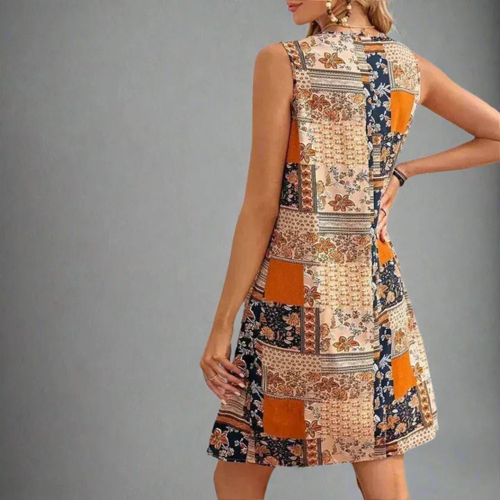 Mia | Boho Patchwork Mini Dress Sleeveless Summer