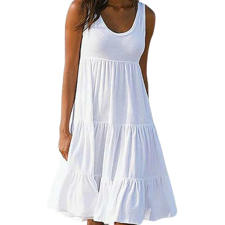 Evelyn | Boho Sleeveless Tiered Midi Dress Summer Scoop Neck