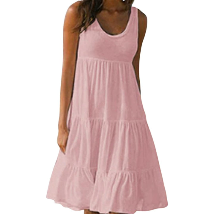 Evelyn | Boho Sleeveless Tiered Midi Dress Summer Scoop Neck
