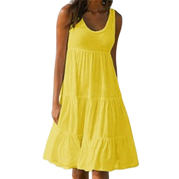 Evelyn | Boho Sleeveless Tiered Midi Dress Summer Scoop Neck