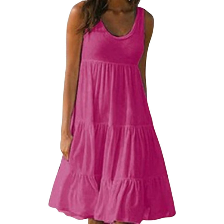 Evelyn | Boho Sleeveless Tiered Midi Dress Summer Scoop Neck