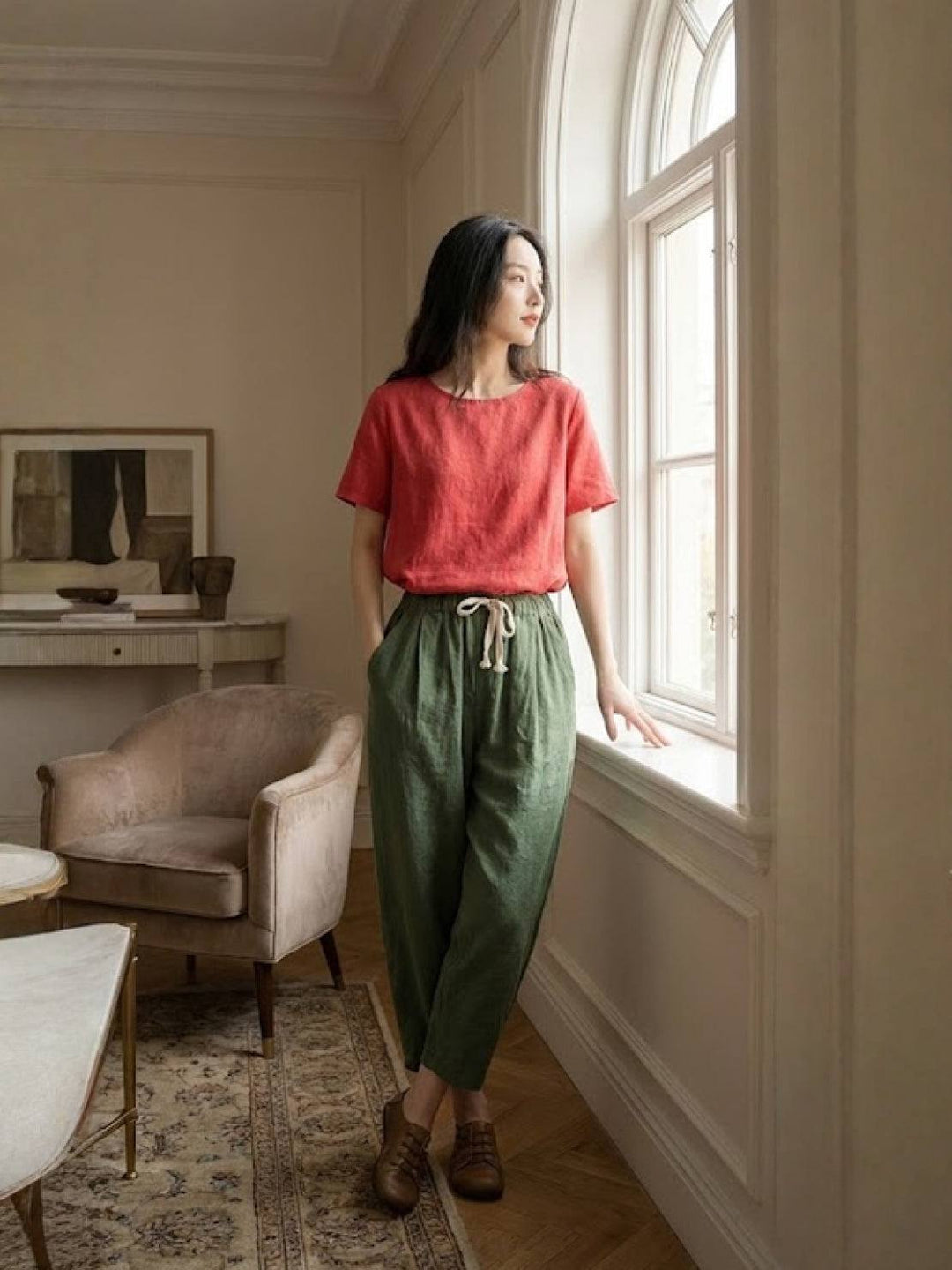Emily | Women's Drawstring Waist Casual Slim Fit Pants