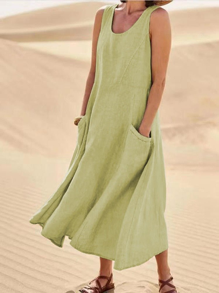 Ella | Women's Sleeveless Pocket Maxi Casual Dress