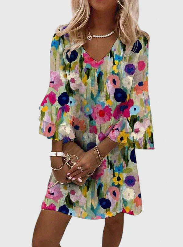 Chloe | Womens Floral V Neck Mini Dress