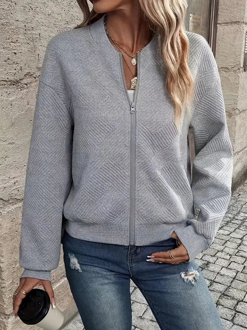 Hannah | Women’s Casual Pattern Front Zip Cardigan