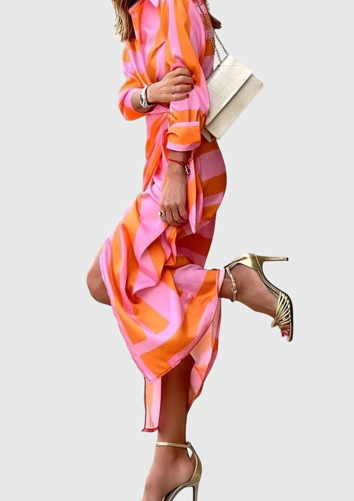 Emma | Womens Striped Wrap Midi Dress