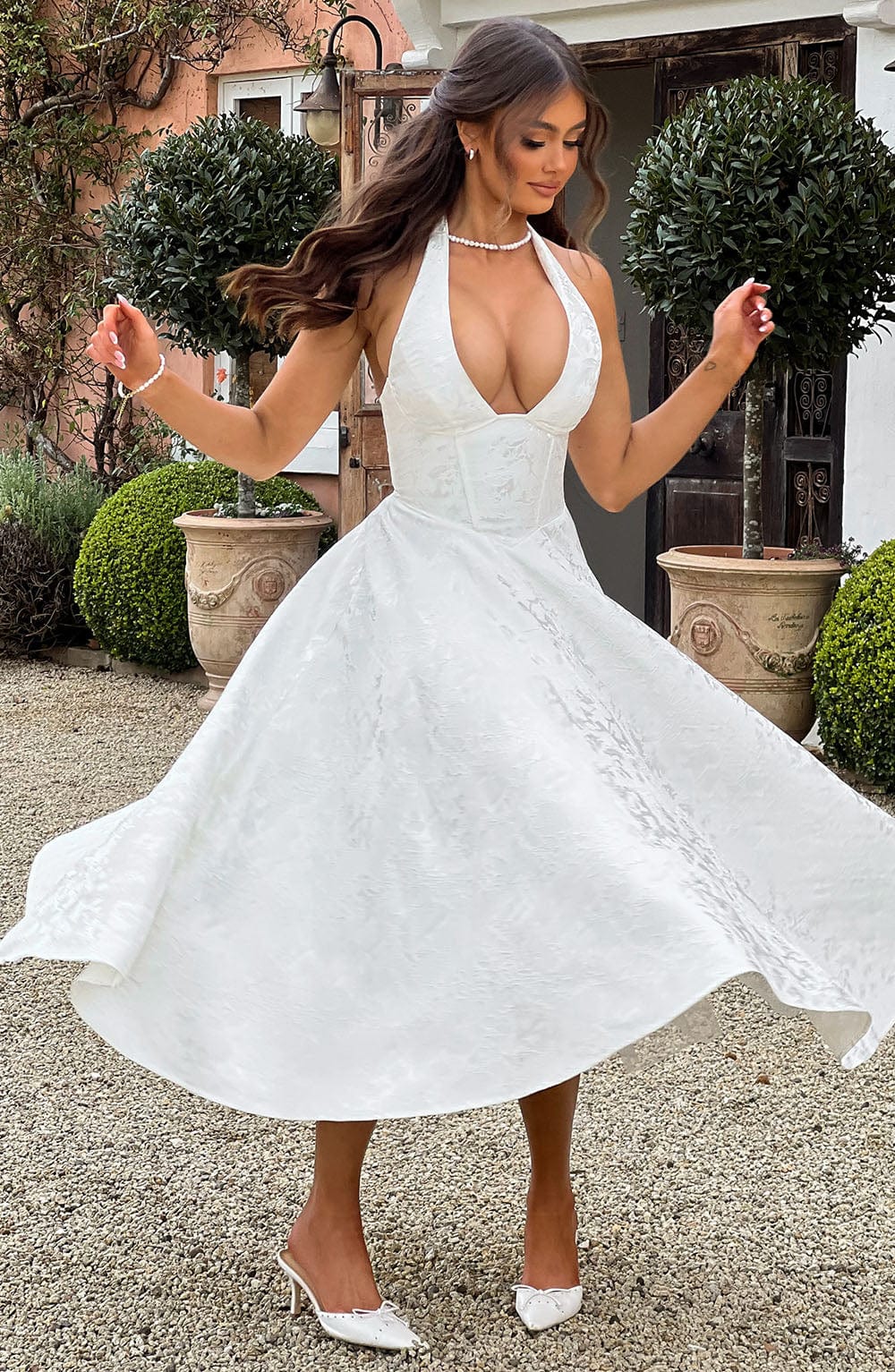 Chloe | Women’s Wedding Gues Dress Halter Midi Dress