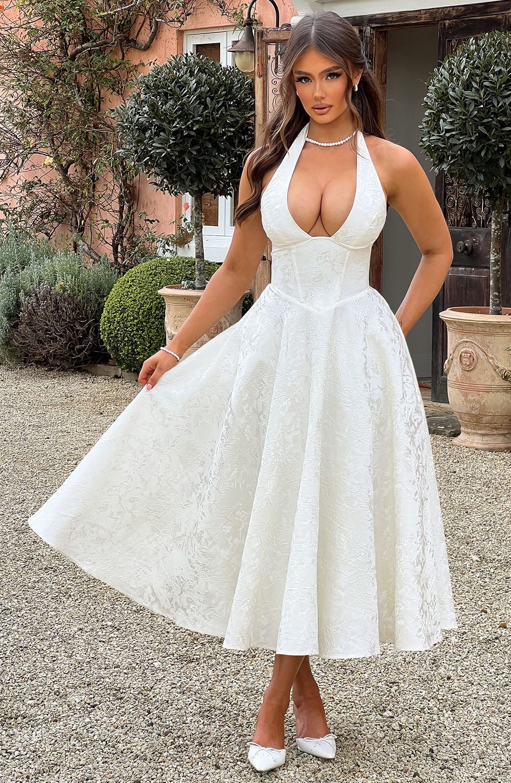 Chloe | Women’s Wedding Gues Dress Halter Midi Dress