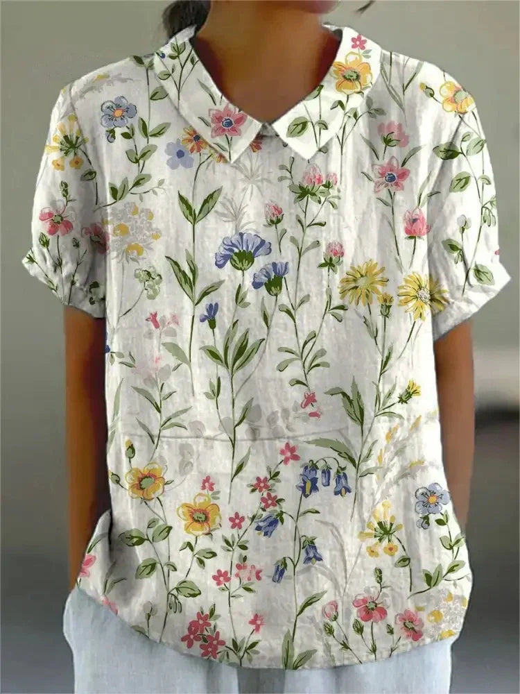 Isabelle | Women’s Floral Print Collared Casual Top