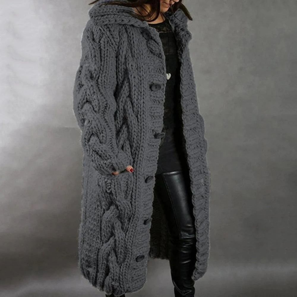 Diana | Women’s Oversized Cable Knit Button Cardigan