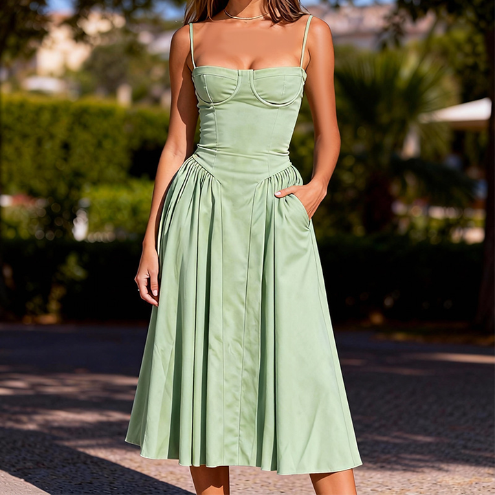 Heidi | Women’s Wedding Guest Elegant Corset Midi Dress