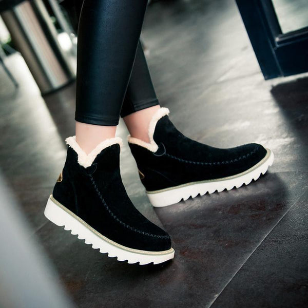 Bella | Women's Slip On Ankle Platform Stitch Detail Boots