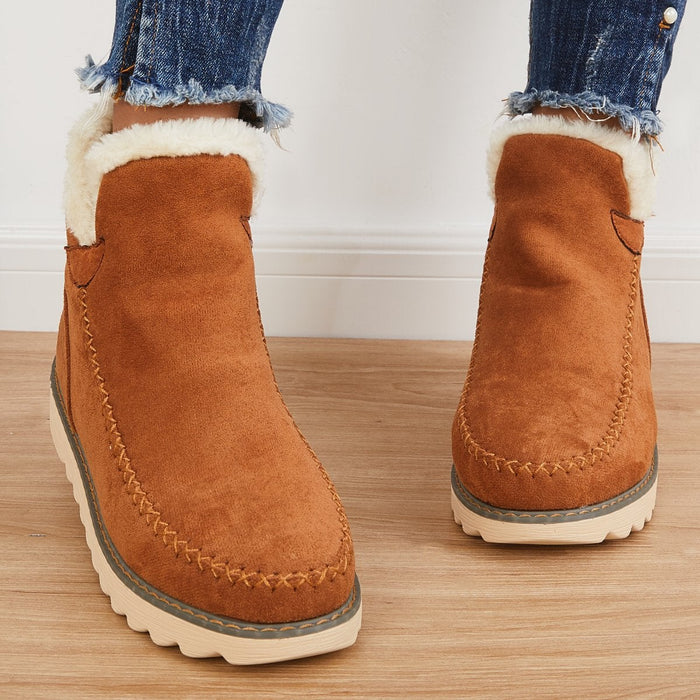 Bella | Women's Slip On Ankle Platform Stitch Detail Boots