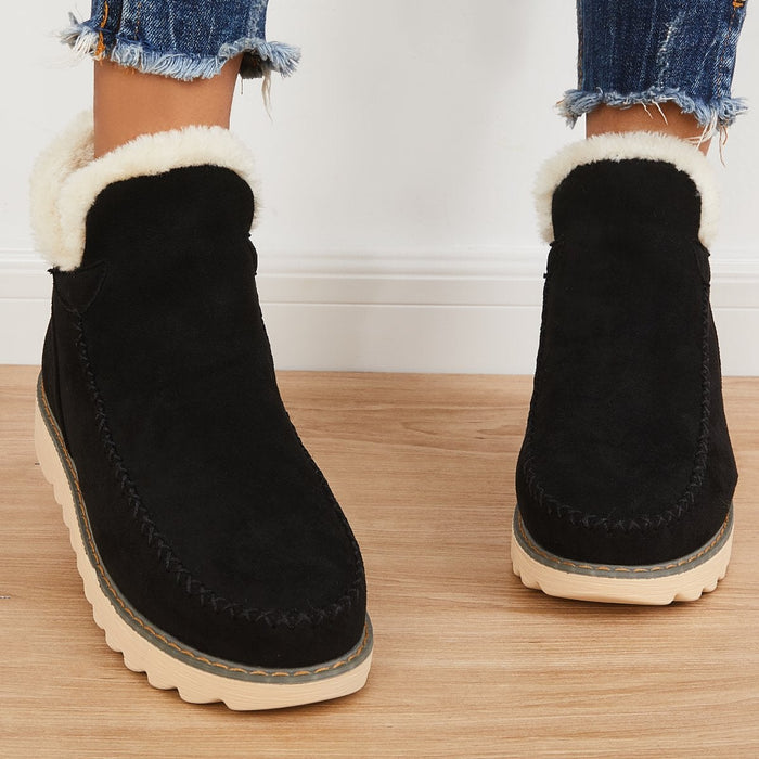 Bella | Women's Slip On Ankle Platform Stitch Detail Boots