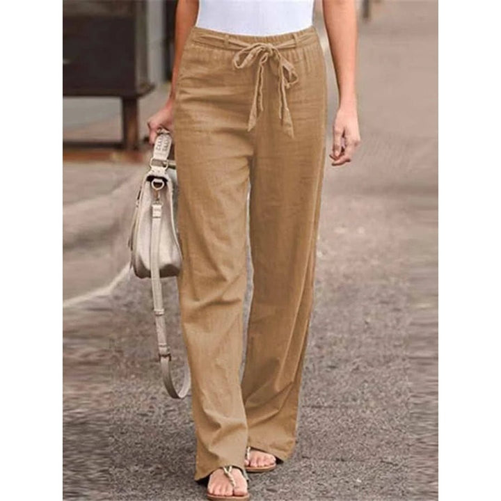 Phoebe | Linen Wide Leg Palazzo Trousers Drawstring Waist