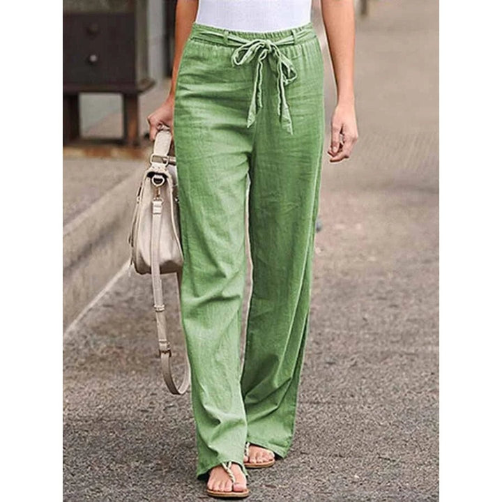 Phoebe | Linen Wide Leg Palazzo Trousers Drawstring Waist