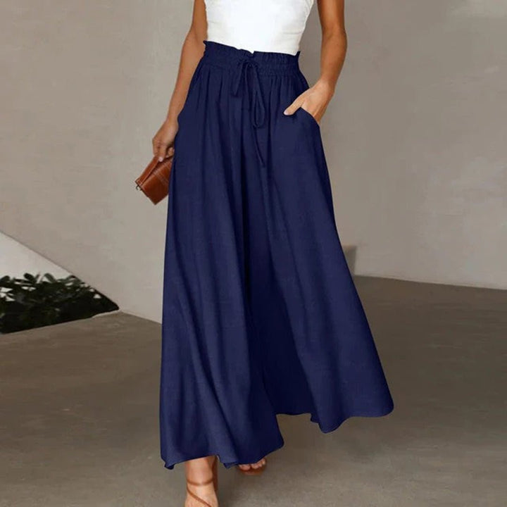 Florence | Linen Wide Leg Trousers High Waist Drawstring Pockets