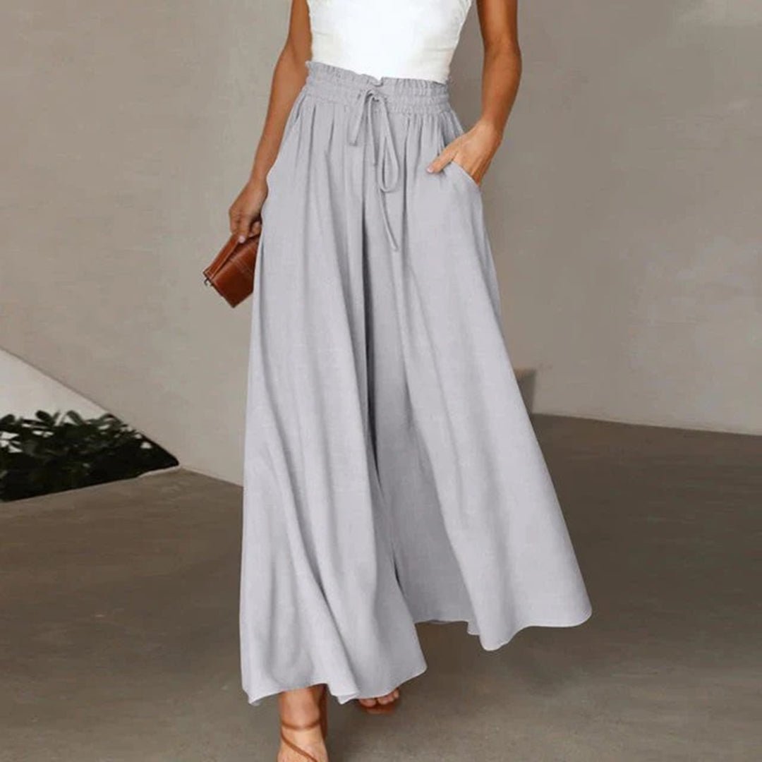 Florence | Linen Wide Leg Trousers High Waist Drawstring Pockets