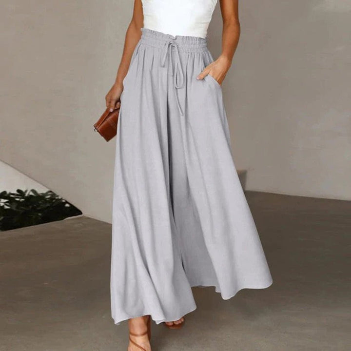 Florence | Linen Wide Leg Trousers High Waist Drawstring Pockets