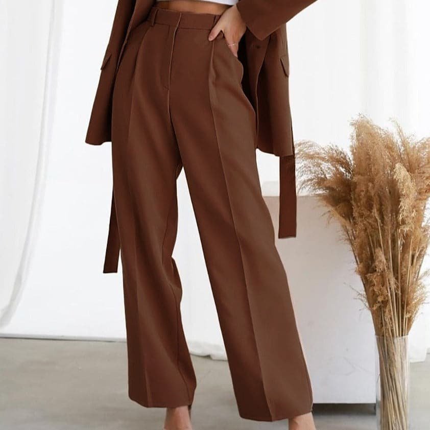 Lily | Linen Wide-Leg Trousers High-Waisted Pleated Green
